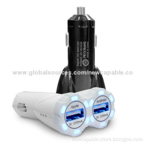 3.4A Big Output Smart Car Charger, ABS Case Material, 88 x 45 x 25mm Size